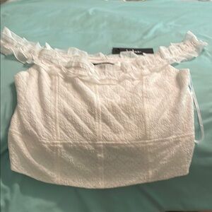 Lulu's White Ruffled Crop Blouse